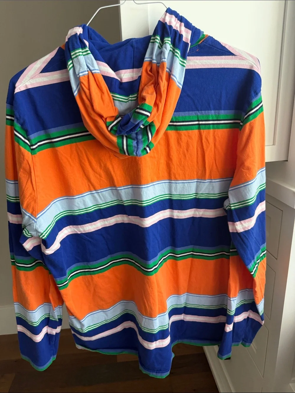 Polo by Ralph Lauren Orange & Blue Striped Long Sleeve Hoodie Shirt